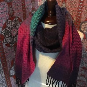 Ombré chevron cashmere scarf
